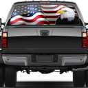 Truck Rear Window Decal Wrap Size 66" x 20" American Flag Eagle Graphic Perforated Vinyl Sticker Patriotic Decoration Fit Most Pickup Trucks SUV