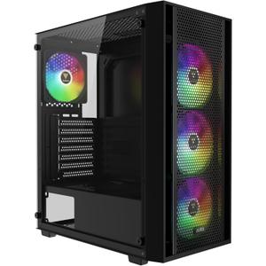 GAMDIAS ATX Mid Tower Computer PC Case with Tempered Glass, 4X 120mm ARGB PWM Fans Gaming Case, Support Up to 6X 120mm Fans, 360mm AIO/Radiator, 260mm GPU/VGA, 160mm CPU Air Cooler