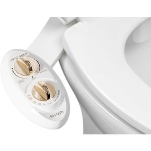 LUXE Bidet NEO 185 - Dual Nozzle, Self-Cleaning, Non-Electric Bidet Attachment for Toilet Seat, Adjustable Water Pressure, Rear & Feminine Wash (Gold)