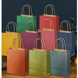 20-Packs Paper Bags with Handles Bulk 5.75" x 3" x 8.25" Medium Gift Bags 20 Different Senior Color Bags Multiple Uses (Medium Size） 