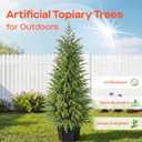 3FT Potted Outdoor Topiary Set of 2, UV Resistant Artificial Outdoor Plants with Cement-Filled Planter Base, Artificial Trees for Front Porch Outside Home Decor Indoor Tall Fake Plants Faux Tree