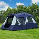 EVER ADVANCED 8 Person Blackout Cabin Tent, Camping Family Tent with Multi Room & Extra Porch and Rainfly, 2 Rooms Huge Portable with Carry Bag, Blue