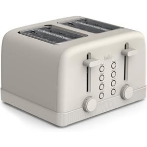 bella 4 Slice Toaster, 6 Setting Shade Control with Reheat & Cancel Buttons, Removable Crumb Tray, Anti Jam & Auto Shutoff, 900 Watt, Oatmilk
