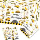 2 Pcs Construction Birthday Tablecloth Dump Truck Table Covers for Construction Theme Boys Baby Shower 1st 2nd 3rd 4th Bday Party Table Supplies Decorations