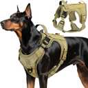 Heavy Duty Tactical Dog Harness for Large Dogs, No Pull Adjustable Pet Harness Reflective Service Training Easy Control Pet Vest Military K9 Working Dog Harnesses, Army Yellow, L (L: 45-80 lbs (Chest: 23.6-41.7", Neck: 15-27.5"))