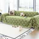 JPGGD Leaf Couch Blanket Cover,Chenille Sofa Covers Washable for Dogs,Couch Covers for Sofa, Soft Slipcovers for Couches and Sofas Pet Friendly or 2-3 Cushion Couch1pc, Green, 71"134"