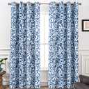 DriftAway Julia Blackout Curtains for Bedroom Navy Floral Watercolor Pattern Double Layer Thermal Insulated Sound Reducing Room Darkening Drapes for Living Room Grommet 2 Panels Each W52 x L96 Navy
