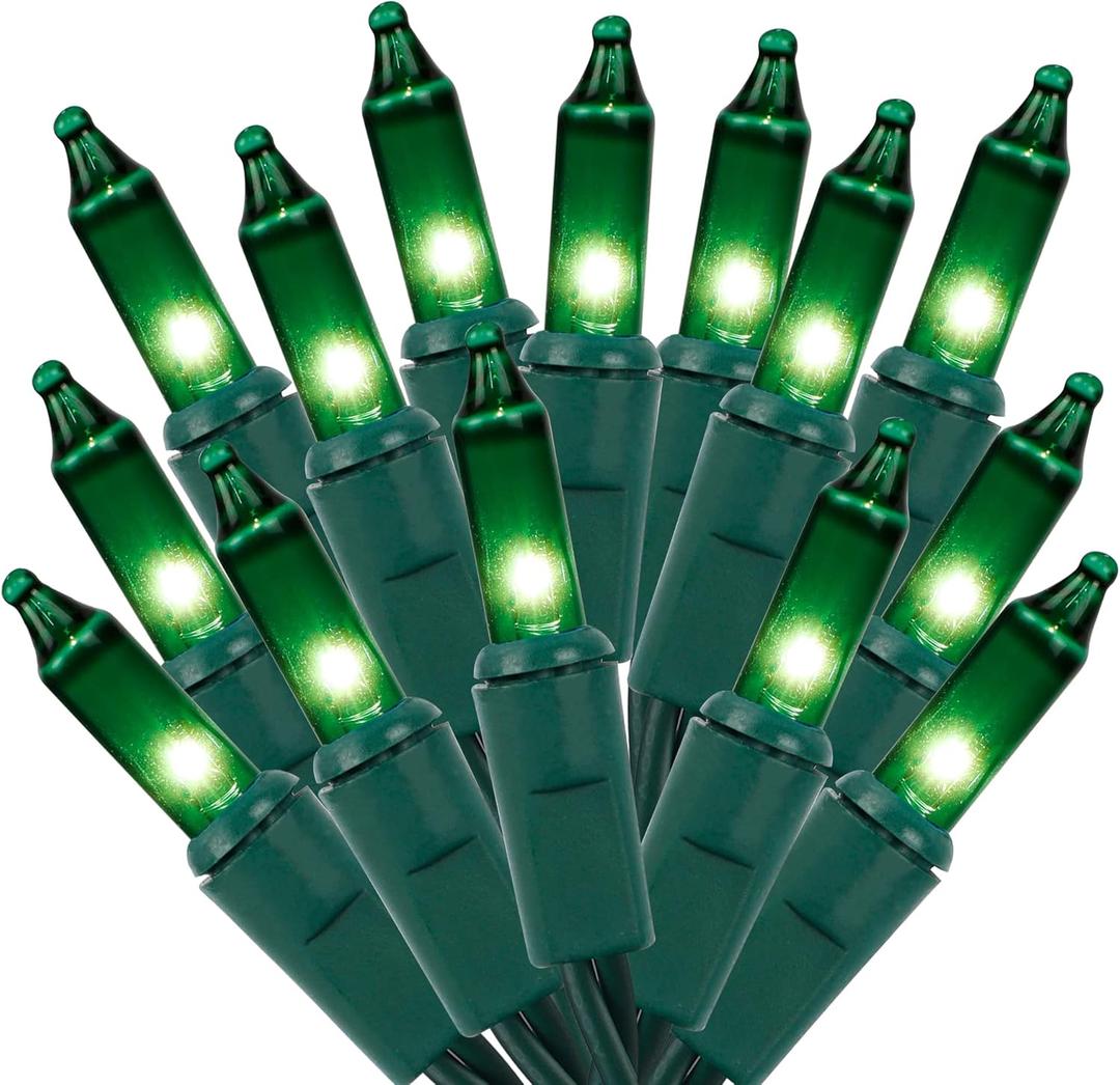 Christmas String Lights, 150 Count 33 FT Incandescent Mini Green Wire Fairy Light, 120V UL Certified Connectable St Patricks Day Tree Lights for Patio, Holiday, Party, Outdoor Indoor Decoration, Green