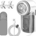 iRUNTEK Wired Fabric Lint Remover, Plug-in Lint Shaver and Brush 2 in 1,Sweater Defuzzer for Removing Fuzz, Lint Balls, Pills, Bobbles from Clothes, Furniture, Carpet, Couch (Not rechargeable, Wired use, Gray & White)