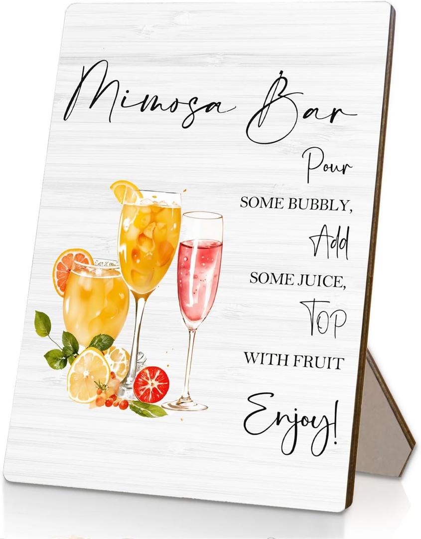 Mimosa Bar Sign With Stand Stand 5x7 Inch,Table Decor Bridal Shower Sign,Mimosa Bar Supplies Decorations,Bar Sign For Wedding Engagement