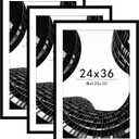 Abtgt 24x36 Poster Frame Set of 3, Display Pictures 20 x 30 with Mat or 24 x 36 without Mat, Picture Frame for Wall Mounting Display, Black