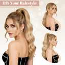 FELENDY 16" Ponytail Extension Long Curly Wavy Ponytails Clip in Claw Hair Extension Pony Tails Natural Looking Synthetic Hairpiece for Women Dark Black