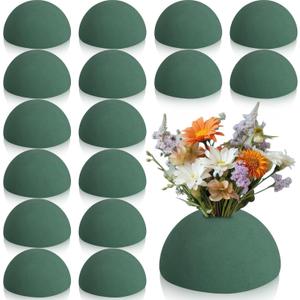 Hsei 16 Pcs Half Ball Floral Foam Dry Floral Flower Foam Round Foam Block Green Foam Balls for Artificial Flowers Plant DIY Floral Foam for Arrangement Wedding Decorations (3.54 x 1.77 Inch)