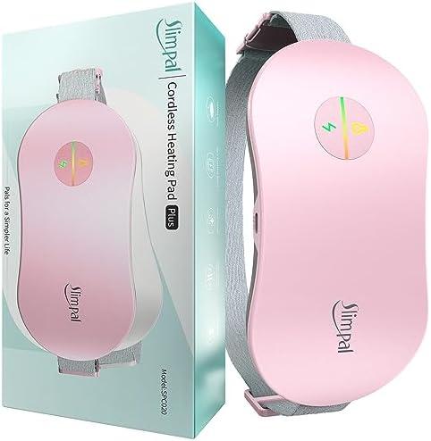 Slimpal Heating Pad for Period Cramps, Portable Cordless Electric Heating Pad for Menstrual Pain Relief Heat Belt, Rechargeable Wearable Heat Pad Gifts for Her Women Girl Wife Girlfriend, Pink