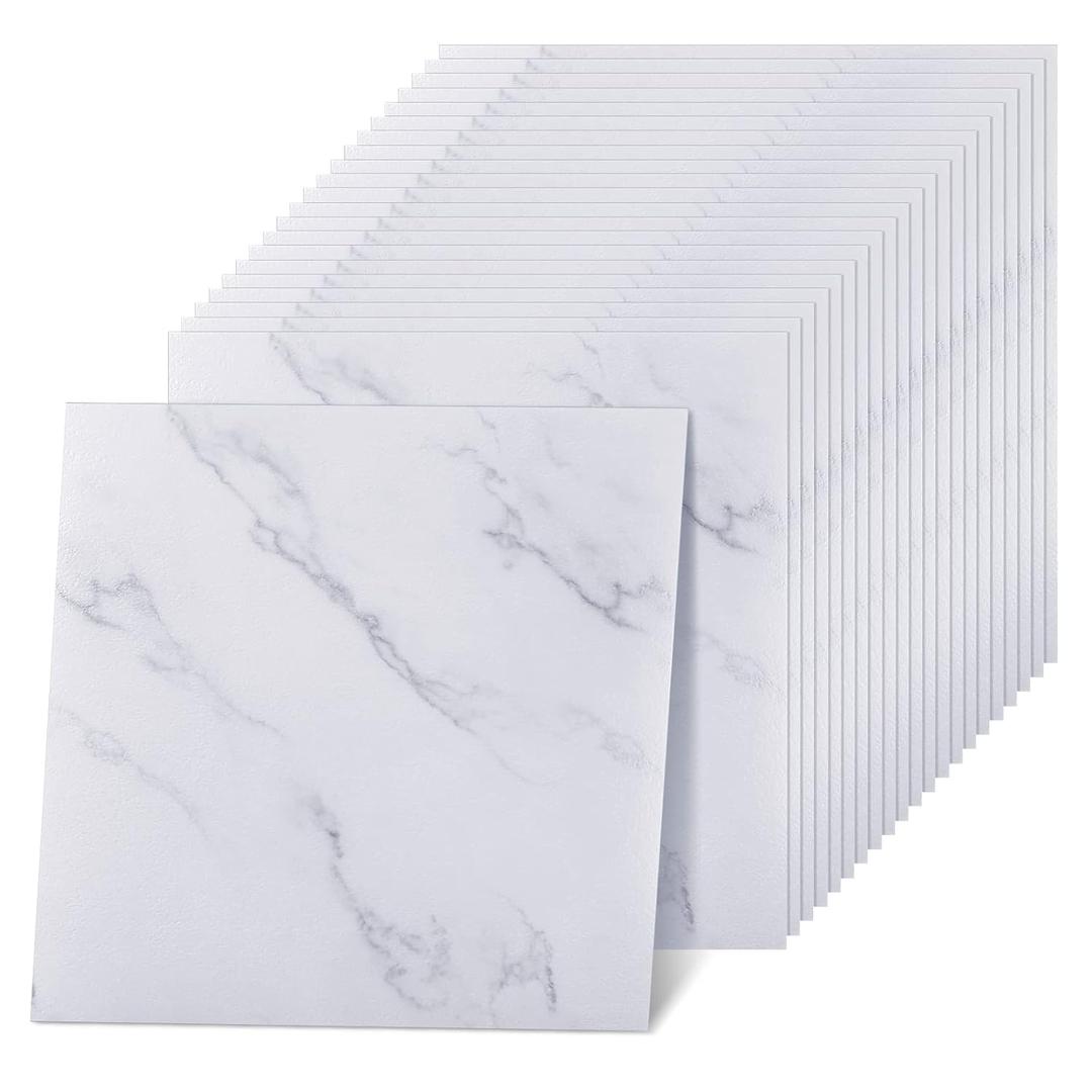 Spiareal 100Pcs Self Adhesive Peel and Stick Floor Tile 12 x 12 Inch Waterproof Vinyl Flooring Tile Sticker for Kitchen Bedroom Basement Bathroom(Marble Style)