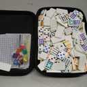 Mexican Train Dominoes Set with 4 Wooden Trays/Racks, Double 12 Dominos Travel Set with 4 Domino Tiles Holders, 91 Tiles Double 12 Colored Dominoes Game Set with Portable Case for Families Kids