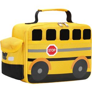 Bluboon Insulated Lunch Box for Kids Boys Girls School Lunch Bags Reusable Cooler Thermal Meal Tote for Picnic (Yellow School Bus)