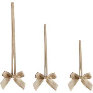 Meseey 30pcs 3 Inch 5 Inch 8 Inch Elastic Gift Bows Pre-Tied,Stretchy Reusable Burlap Ribbon Loops for Christmas/Wedding/Baby Shower Self-Adhesive Party Favors Decorations(Linen)