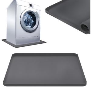 2727inch Washer Drain Pan Silicone Mat, With Raised Edge Washing Machine Silicone Mat, Multi-function Non Slip, Soft Foldable Portable Waterproof Padgrey