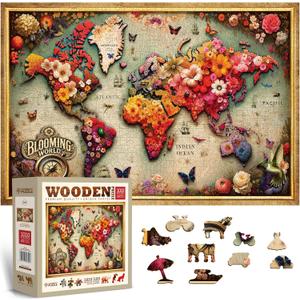 WOODEN.CITY Wooden Puzzle 1000 Pieces for Adults - Colorful Map - Size 21.25 in x 15.5 in - Made in EU