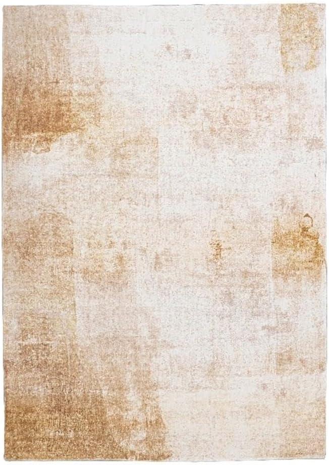 Linon Motif Printed Faux Rabbit Simone Polyester 5'x7' Area Rug in Ivory
