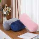 1 MIDDLE ONE Round Cylinder Bolster Pillow with Removable Velvet Cover, Tube Roll Cervical Pillow for Head, Neck, Back and Legs Support, 13"x 6", Blue