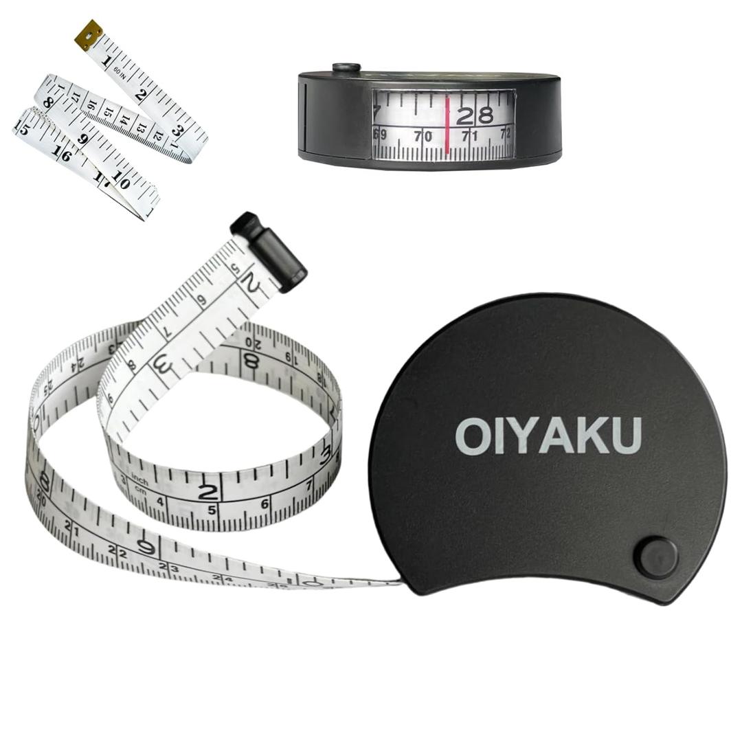 Tape Measure Body Measuring Tape Window Reading Retractable Soft Dual-Scale Tape with Lock Button for Weight Loss Muscle Building Sewing Tailor pet & Medical Measurements 60inch Fashion Tape (black)
