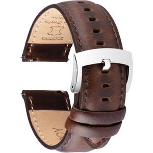 OTTOODY Leather Watch Bands 21mm Quick Release Watch Straps, Classic Top Grain Leather Watch Band for Men Replacement Bands for Watch and Smartwatch (Dark Coffee)