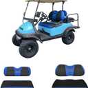 10L0L Golf Cart Front and Rear Seat Cover Set for Club Car DS/Precedent/Onward/Tempo & Yamaha G29 /Drive 2,Stylish 4 Passenger Front Back Seat Covers,Breathable Washable Polyester Mesh (Black/Blue)