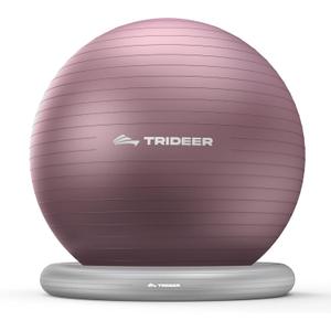 Trideer Exercise Ball for Office Desk, Yoga Ball Chair to Relieve Back Pain, Stability & Fitness Ball Seat with Base, Home Gym Core Workout, Abs, Stretching & Therapy (L(23-26ines/58-65cm), Purple)