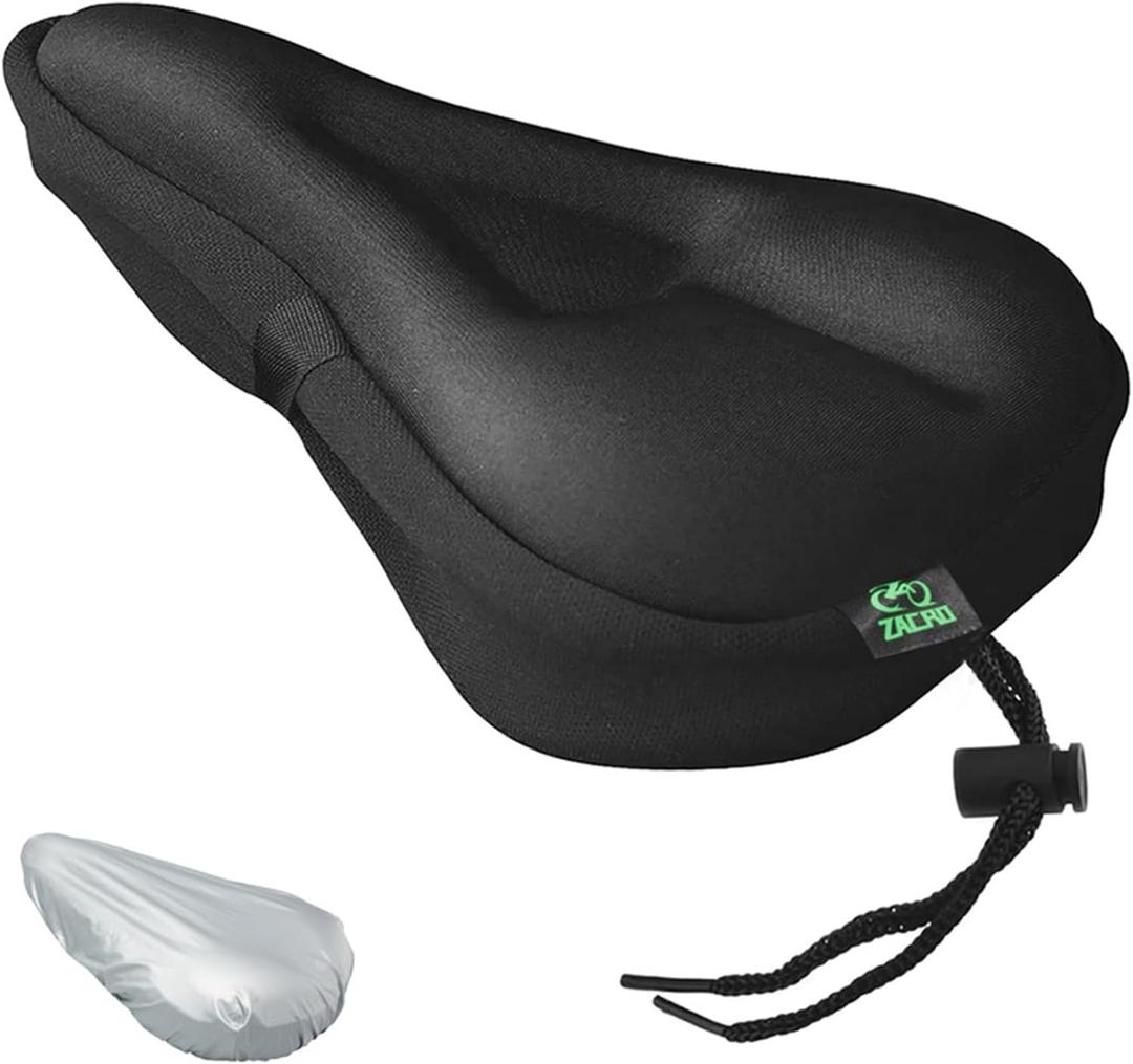 Zacro Bike Seat Cushion - Gel Padded Bike Seat Cover for Men Women Comfort, Extra Soft Exercise Bicycle Seat Compatible with Peloton, Outdoor & Indoor Bike Saddles