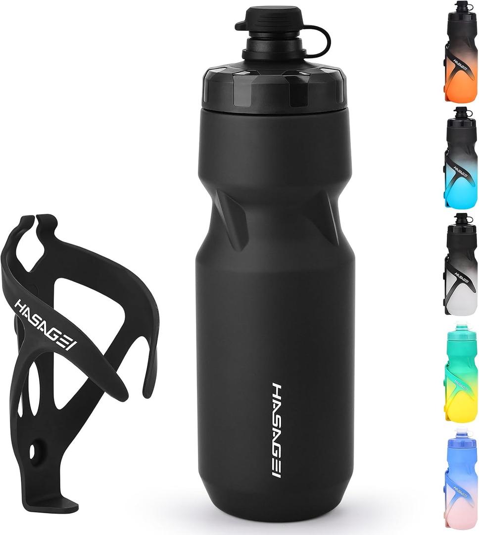 HASAGEI Bicycle Water Bottle Holder with 24 Oz Bottle, Durable Leak-Proof Non-Slip Design, Lightweight & Universal Fit for Mountain/Road Cycling Accessories