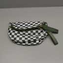 Black and White Checkered Crossbody Bag Bum Bag for Women,Spacious Checkered Purse Fanny Packs Belt Bag (Beans Green Checkered)