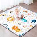Baby Play Mat,50x50 Play Mat for Playpen, Cotton One-Piece Crawling Mat, Non-Slip Cushioned Baby Playpen Mat for Playing, Baby Playmat Floor Mat for Infants, Babies, Toddlers