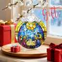 3 x Christian Gifts: Stained Glass Nativity Ornament | Christmas Ornaments (Christmas Tree Decorations), Christian Holiday Decor, Holy Family Decoration, Religious Gifts, Baptism Gift & Xmas Gift