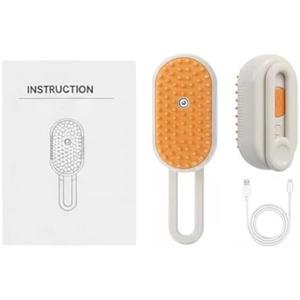 4 in 1 Cat Steam Brush for Shedding, Rechargeable Steam Pet Brush for Dog and Cat, Anti-Static, Massage, Cleaning, Shedding & Combing All In One!(Brown)
