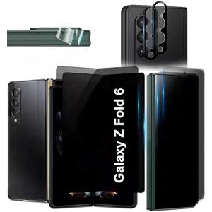 ELEYBTEH 2 Privacy Tempered Glass Front Screen Protector for Samsung Galaxy Z fold 6+ 2 Privacy Inner Soft Film Protector+ 2 Camera Lens Protector+ 2 Side Film [Scratch Resistant] [Bubble Free]