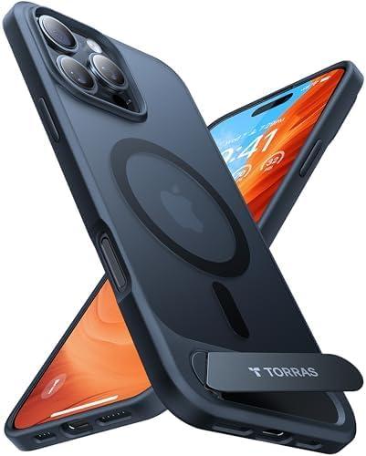 TORRAS Strong Magnetic & Seamless Stand for iPhone 16 Pro Case, [18N Mighty Magnetic] [12FT Mil-Grade Drop Tested] [Fit for MagSafe] Kickstand Protective Slim Phone Case for iPhone 16 Pro 6.3", Black