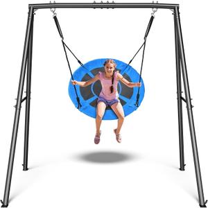 Trekassy Saucer Swing with Frame for Kids Outdoor, 440lbs Swing Set with Heavy Duty Metal Stand for Backyard, Outdoor Kids Play Equipment (Patented)
