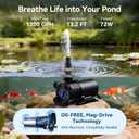 OYO Water 1300 GPH Pond Pump Set, 72W Submersible Water Pump for Outdoor Ponds, Adjustable Flow for Waterfalls & Fountains, Dual Installation Options, Includes Filter Bag & 20.3 ft Power Cord