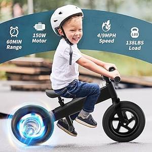 Electric Bike for Kids, Electric Balance Bike for Ages 3-8 Years Old,Kid Electric Motorcycle with 2 Speed Modes,Push-Button Brakes,12 Inch Dirt Off-Road Tire and Adjustable Seat