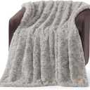UGG Adalee Faux Fur Throw Blanket Luxury Lightweight Cozy Soft Throw for Couch Bed or Chair Hypoallergenic Machine Washable Double-Sided Fluffy Blanket Home Decor, 50-inch x 70-inch, Seal Grey