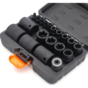 External Torx Plus 19pc Socket Set, 6 Point EP Socket with 1/2'' 3/8'' 1/4'' Drive EP4 EP5 EP6 EP7 EP8 EP10 EP11 EP12 EP14 EP16 EP18 EP20 EP22 EP24 EP26 EP28 EP30 EP32