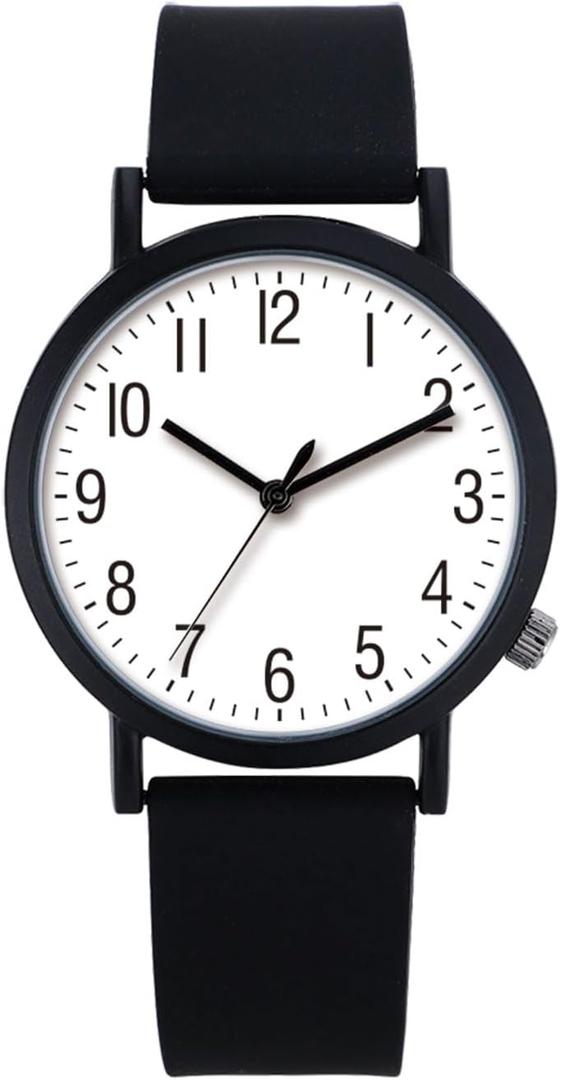 NUOVO Women's Silicone Sports Watch - Waterproof Classic Analog Display (Black-02)