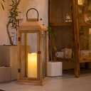 Bdor 22.5 Inch Outdoor Wooden Candle Lantern for Porch, Lantern Only