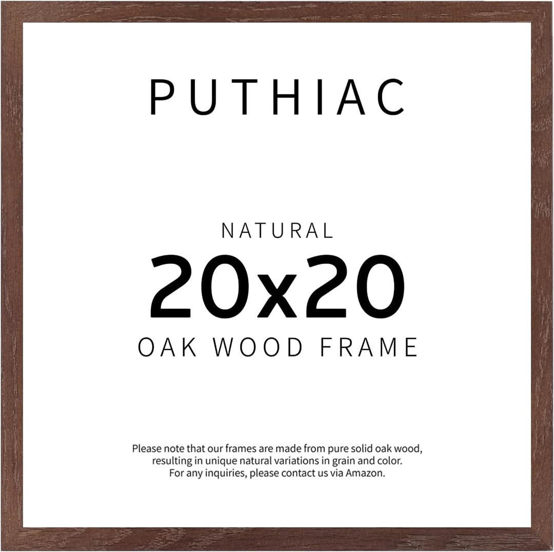 puthiac 20x20 Solid Oak Wood Picture Frame, Walnut, 1 Pack