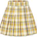 SANGTREE Women Plaid Pleated Skirt School Uniform High Waist Plus Size A Line Skort for Girls with Pockets and Shorts (L)
