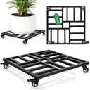 22" Plant Caddy with Wheels Heavy Duty, 600lbs Rolling Metal Plant Stand, Square Plant Dolly with Lockable Caster Wheels for Large Planter Pots, Heavy Objects, Ideal for Indoor and Outdoor Use (Black)
