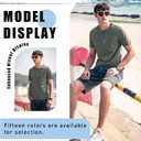 ZVX Men's Stripe Short Sleeve T-Shirt Mens Classic Casual Stripe Loose Shirts (Green, M)