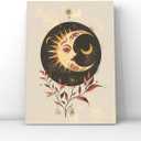 HSFFBHFBH Boho Celestial Sun Moon Wall Art Canvas Print | Spiritual & Mystical Home Decor for Bedroom/Living Room | Premium Giclee Art - Stretched and Ready to Hang 16x24inch